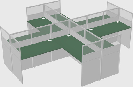 Shared l-shaped cubicles