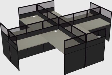 Shared l-shaped cubicles