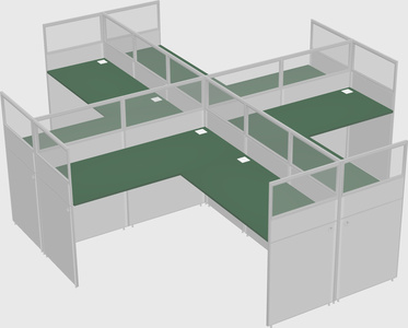 Shared l-shaped cubicles