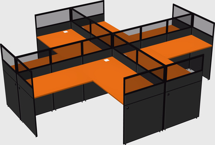 Shared l-shaped cubicles