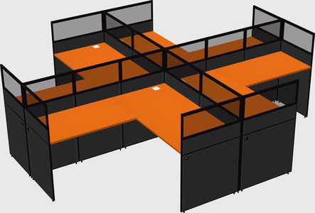 Shared l-shaped cubicles