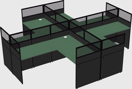 Shared l-shaped cubicles