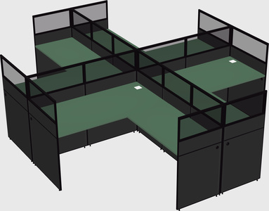 Shared l-shaped cubicles
