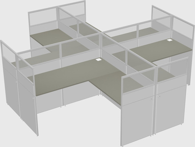 Shared l-shaped cubicles