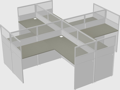 Shared l-shaped cubicles