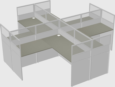 Shared l-shaped cubicles