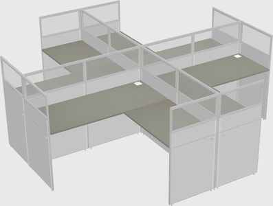Shared l-shaped cubicles