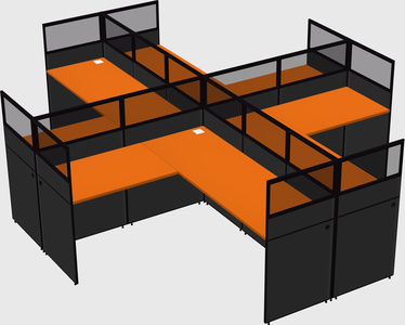 Shared l-shaped cubicles