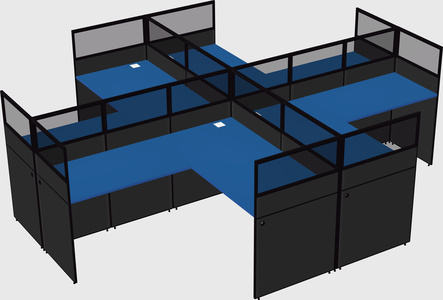 Shared l-shaped cubicles