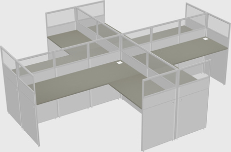 Shared l-shaped cubicles