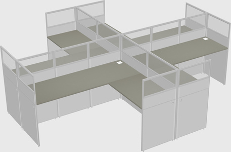 Shared l-shaped cubicles