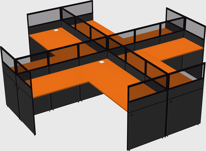 Shared l-shaped cubicles