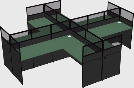 Shared l-shaped cubicles