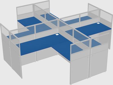 Shared l-shaped cubicles