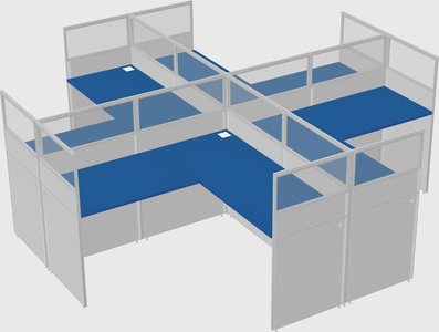 Shared l-shaped cubicles