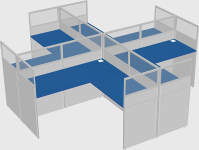 Shared l-shaped cubicles