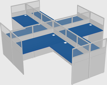 Shared l-shaped cubicles