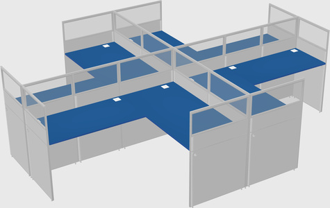 Shared l-shaped cubicles