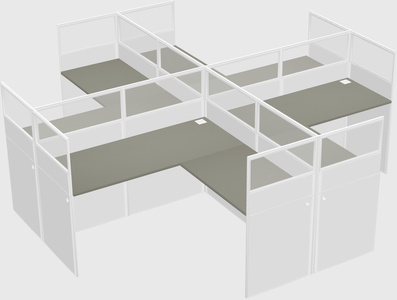 Shared l-shaped cubicles