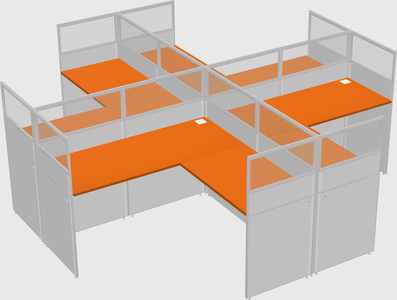 Shared l-shaped cubicles