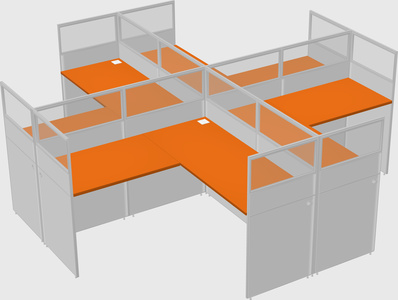 Shared l-shaped cubicles