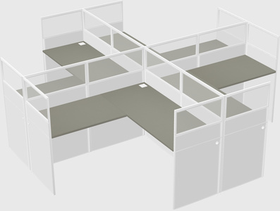 Shared l-shaped cubicles