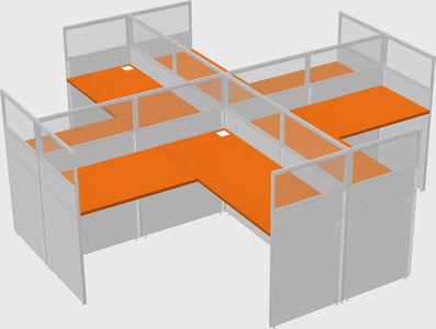 Shared l-shaped cubicles