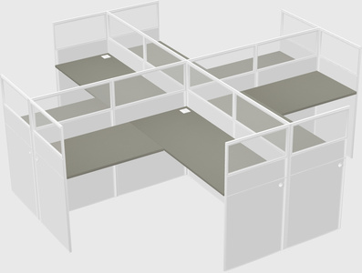 Shared l-shaped cubicles