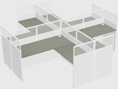 Shared l-shaped cubicles
