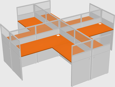 Shared l-shaped cubicles