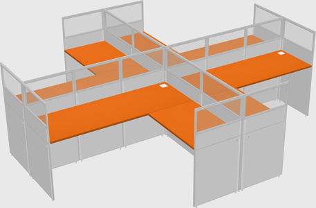 Shared l-shaped cubicles