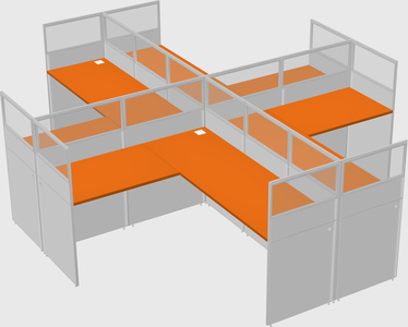 Shared l-shaped cubicles