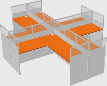 Shared l-shaped cubicles