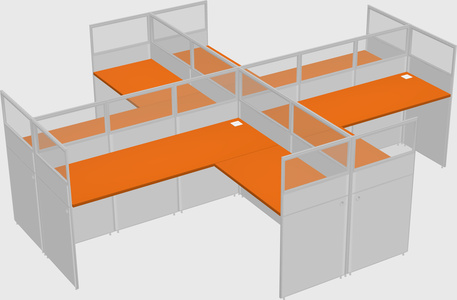 Shared l-shaped cubicles
