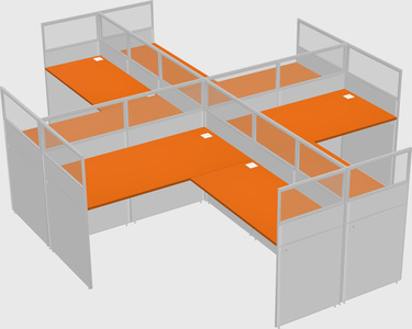 Shared l-shaped cubicles
