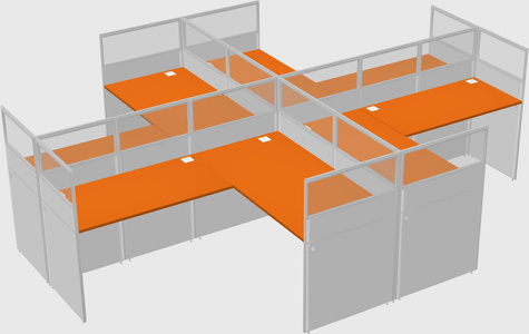 Shared l-shaped cubicles
