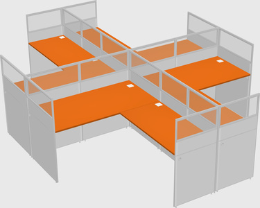 Shared l-shaped cubicles