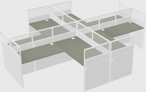 Shared l-shaped cubicles