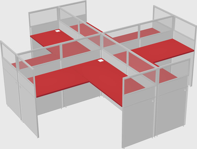 Shared l-shaped cubicles