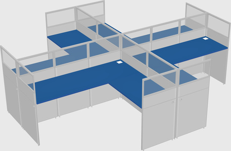 Shared l-shaped cubicles