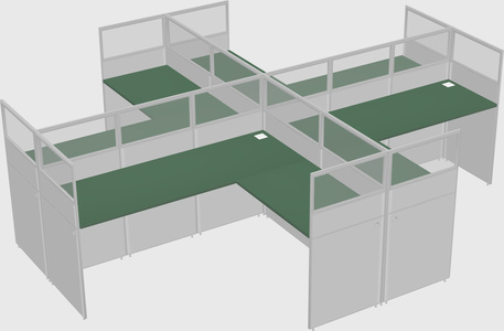 Shared l-shaped cubicles