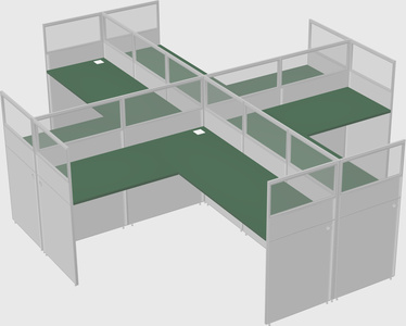 Shared l-shaped cubicles