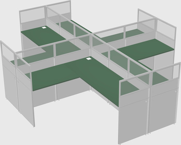 Shared l-shaped cubicles
