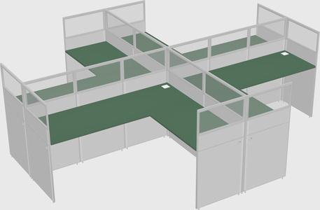 Shared l-shaped cubicles