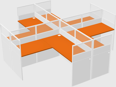 Shared l-shaped cubicles