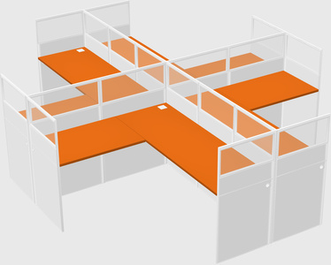 Shared l-shaped cubicles