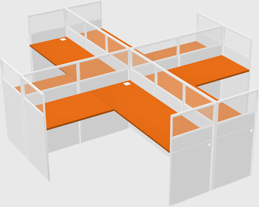 Shared l-shaped cubicles