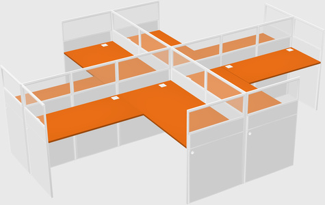 Shared l-shaped cubicles