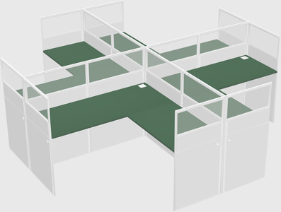Shared l-shaped cubicles