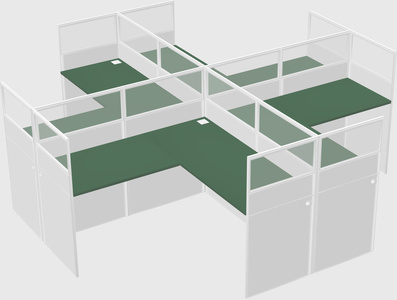 Shared l-shaped cubicles